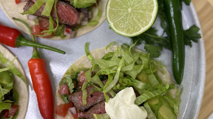 Beef Tacos With Hot Green Sauce