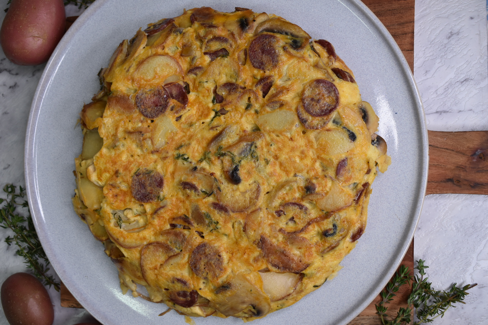 Chorizo, potato & mushroom tortilla Recipe | Buy West Eat Best