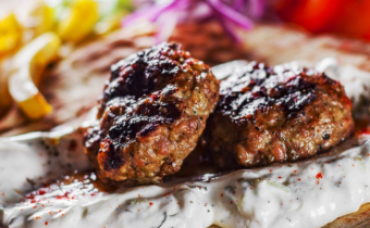 Greek lamb meatballs on pita