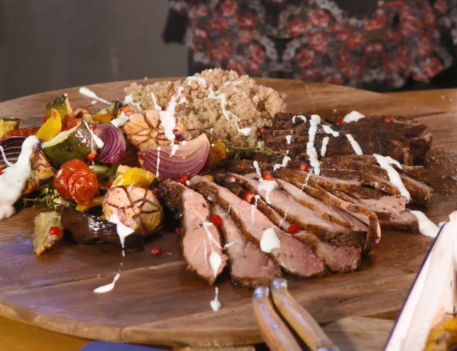 Butterflied leg of lamb with baked veg Recipe | Buy West Eat Best