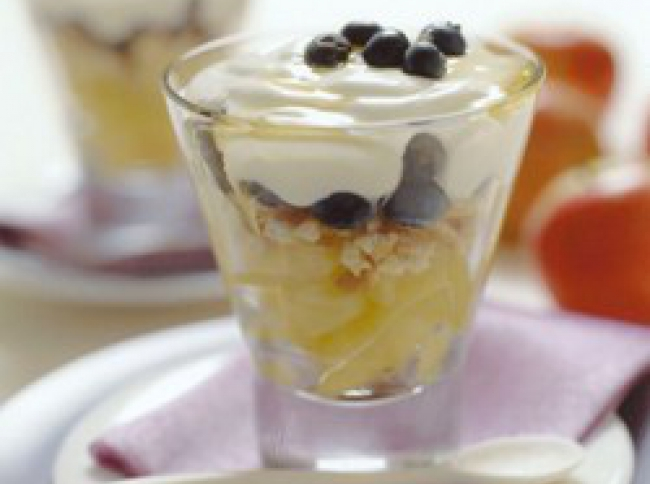 Layered apple and blueberry dessert