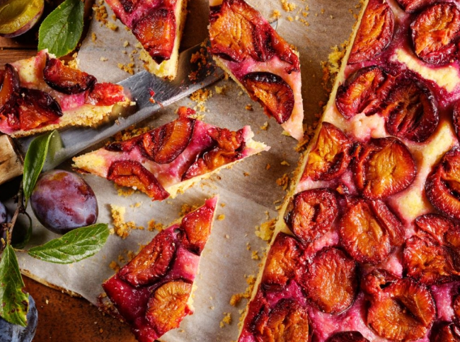 Plum & orange polenta cake