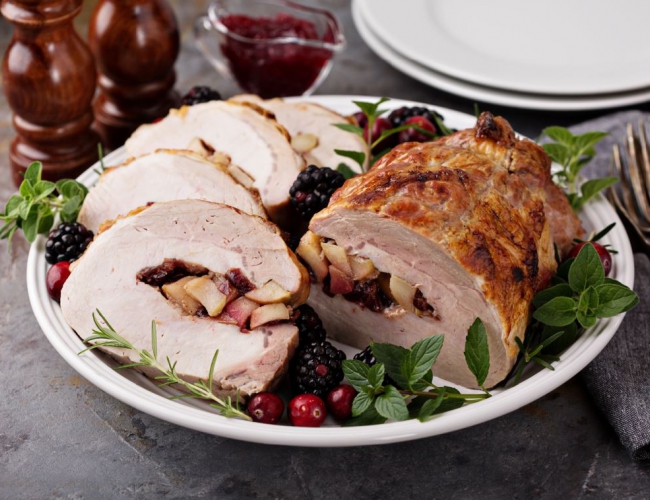 Rolled pork roast with apple & cranberry stuffing Recipe | Buy West Eat Best