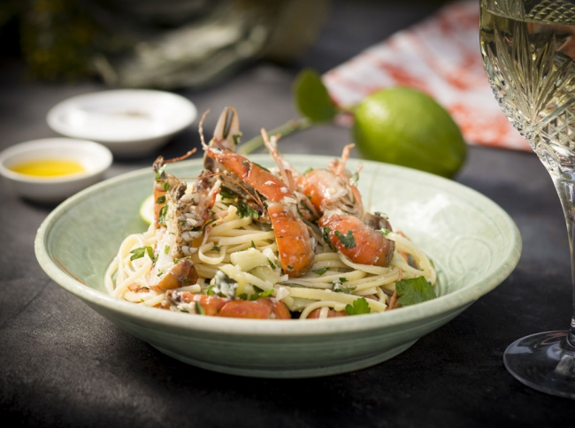 Yabby pasta with goat’s curd cream