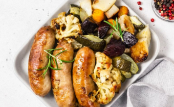 Sausage & vegetable tray bake