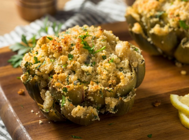 Stuffed baked artichokes