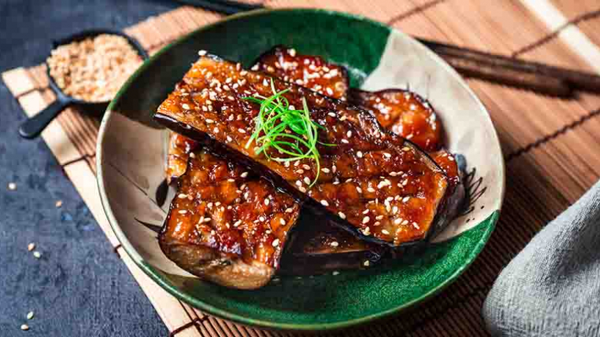 Miso glazed eggplants