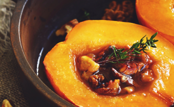 honey baked quince with walnuts