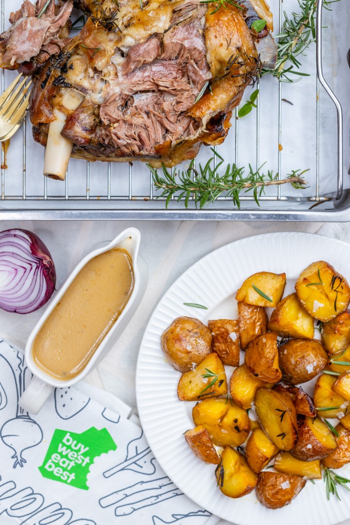 Slow-cooked Greek lamb with roast potatoes Recipe | Buy West Eat Best