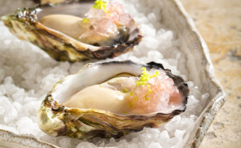 Albany Rock Oysters with grapefruit granita, ginger lime & lime zest