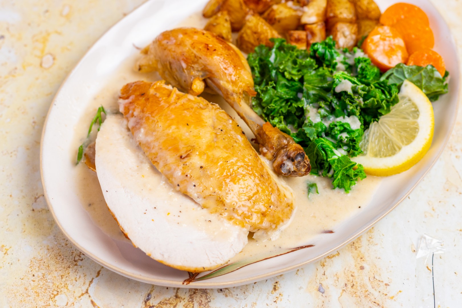 Creamy roast chicken dinner Recipe | Buy West Eat Best